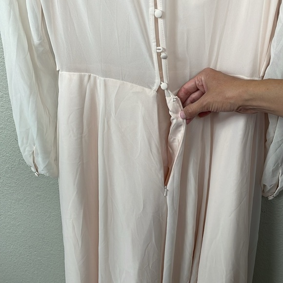 New Watters & Watters x BHLDN Nova Maxi Dress Ice Pink Chiffon Sz 10 - Picture 7 of 12